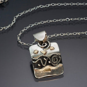 Silver Gold Fish Spiral Necklace P01