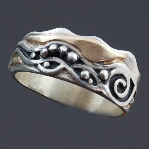Oxidized Silver Gold Ring