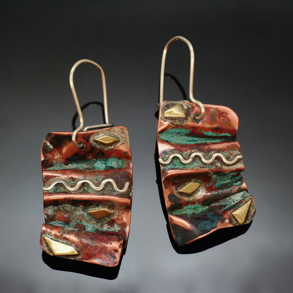 Fold-formed Copper Earrings / C24