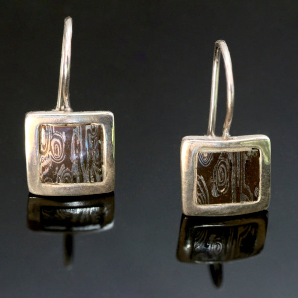 Square Silver Necklace with Inlayed Mokume P123