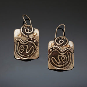 Oxidized Silver Gold Earrings E92