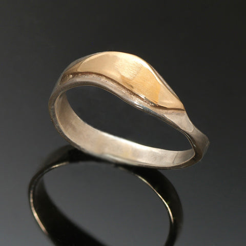 Delicate Wavy Silver Gold Ring R193