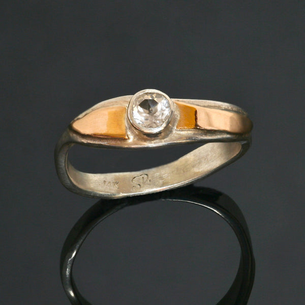 Silver Gold Ring, garnet, citrine, yellow sapphire, sapphire, amethyst / R193
