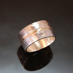 Silver Gold Ring Hammered 8mm, 10mm, 11mm / R212