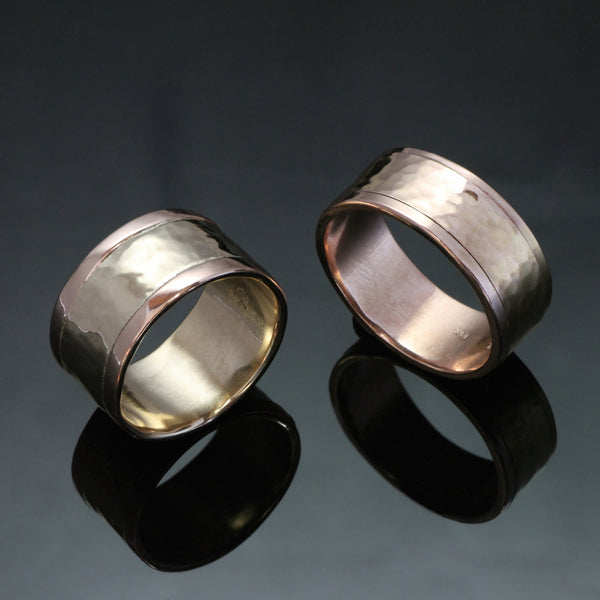 Silver Gold Ring Hammered 8mm, 9mm, 10mm / R212
