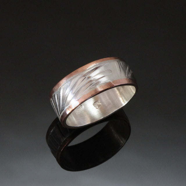 Silver Gold Band, bamboo, 8mm / R218