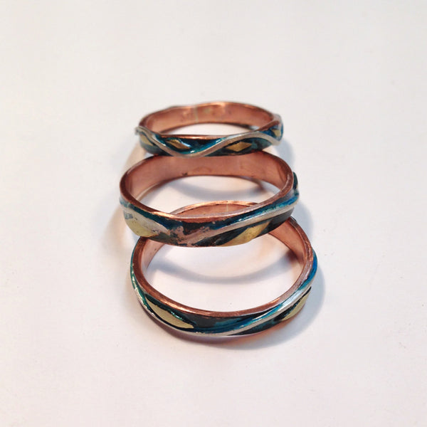 Narrow Copper Ring Silver Brass, Oxidized, 4mm / R520