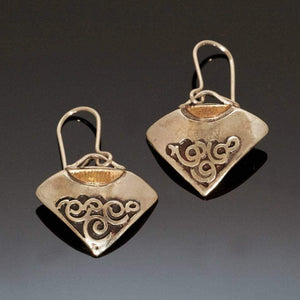 Triangle Silver Earrings Gold / E89