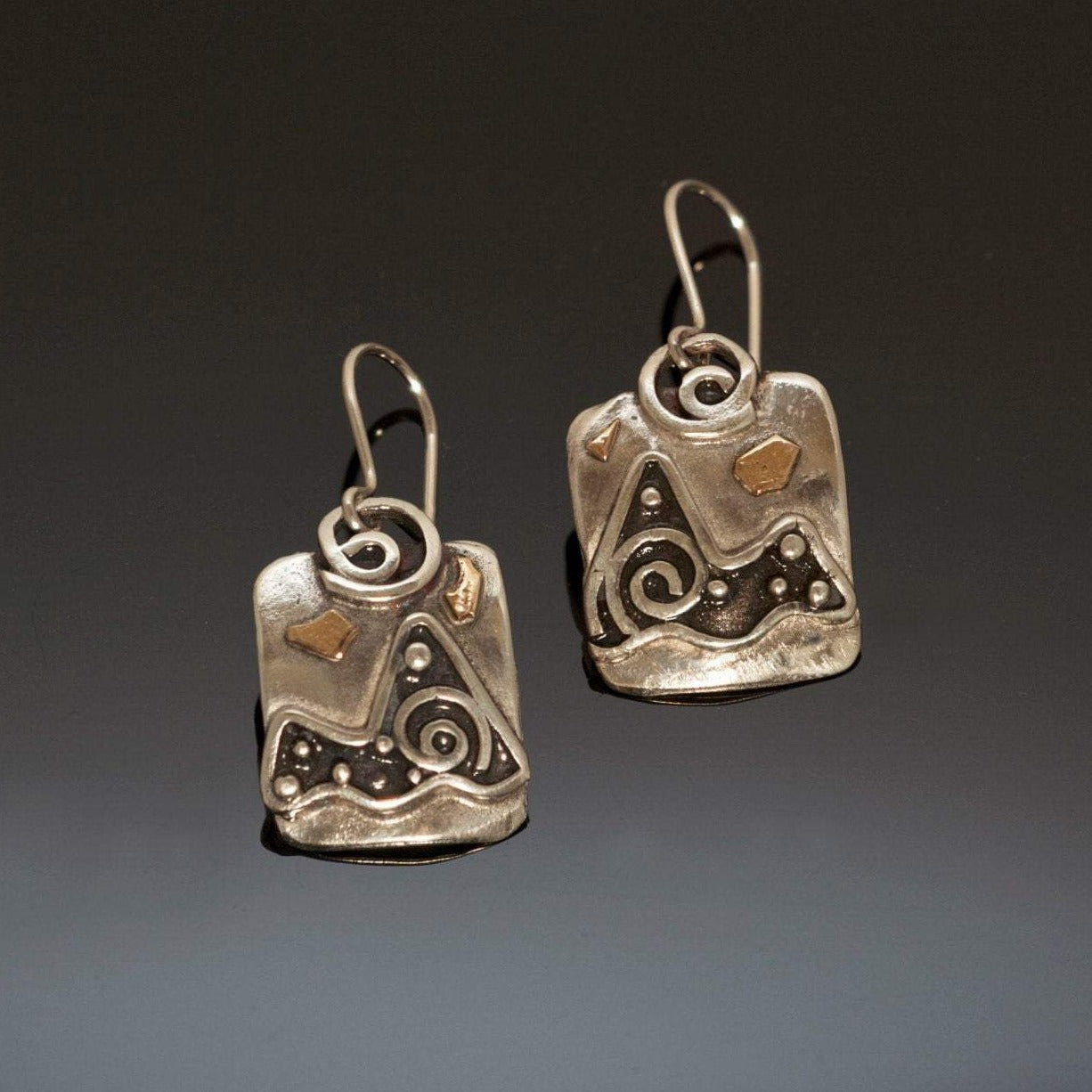 Silver Gold Earrings Mountains / E90